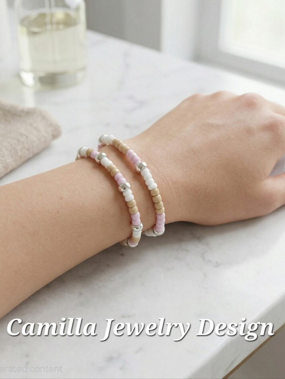 Lavender Multicolor Double Wrap Beaded Bracelet